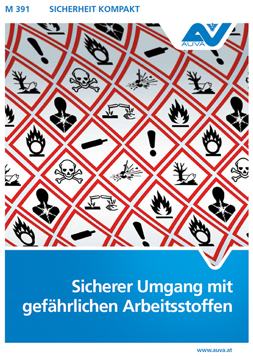 Titelbild des Merkblattes M 391, Sicherer Umgang mit gefährlichen Arbeitsstoffen