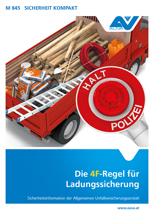 Titelbild des Merkblattes M 845 "Die 4F-Regel für Ladungssicherung"