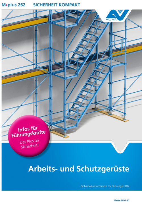 Titelbild des Merkblattes M.plus 262 "Arbeits- und Schutzgerüste"