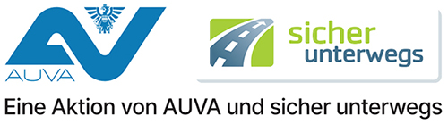 Logo "AUVA und sicher unterwegs"